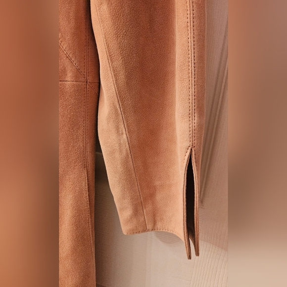 Express Design Studio Genuine Suede Leather 3/4 Sleeve Coat. PINK Size 2. - Picture 2 of 9